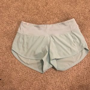 lulu lemon light blue speed up shorts size 2